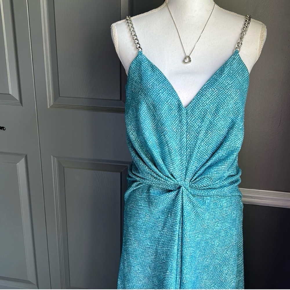 Michael Kors Turquoise Strapless Twist-Front Slip Dress - Picture 5 of 7